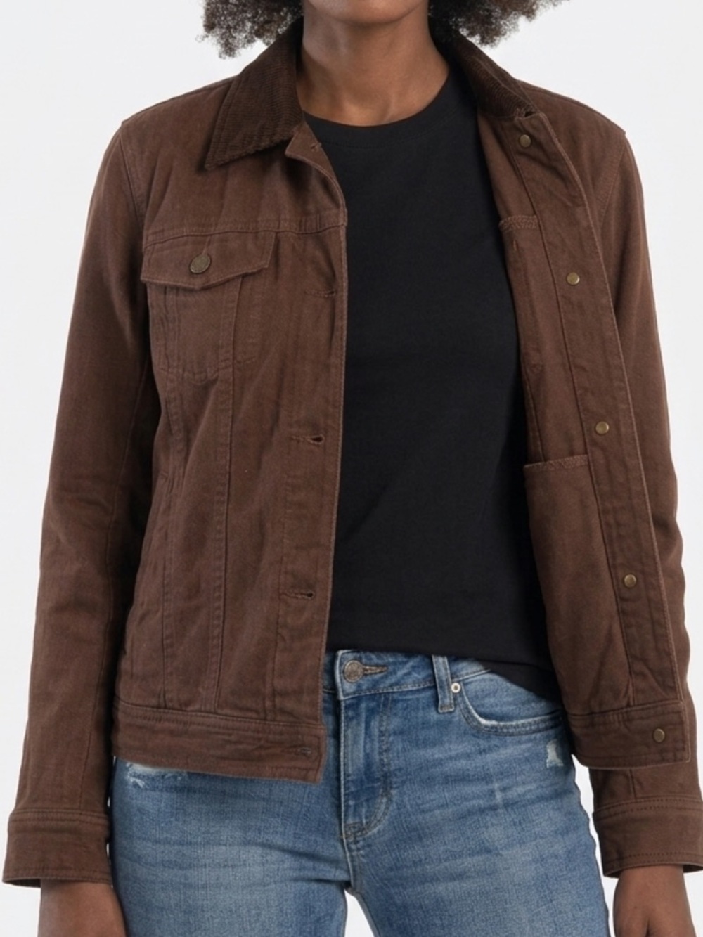 Vintage Lauren Jeans Co Ralph Lauren Brown Denim Jacket Corduroy Collar.